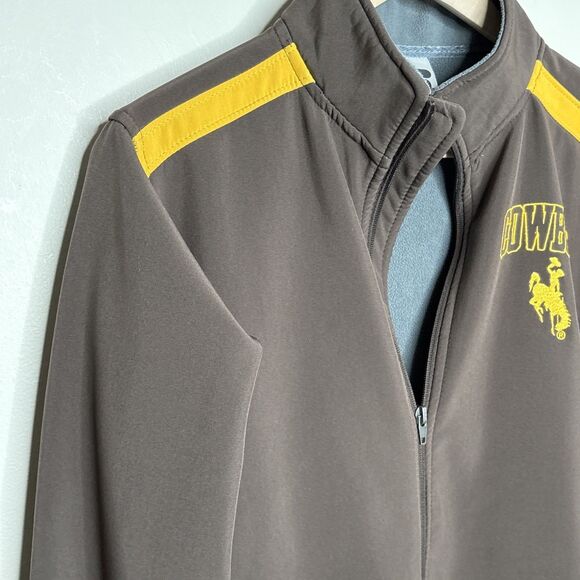 Wyoming Cowboys Russell Jacket Mens Small Brown Gold Full Zip Fleece Lined - Picture 2 of 11